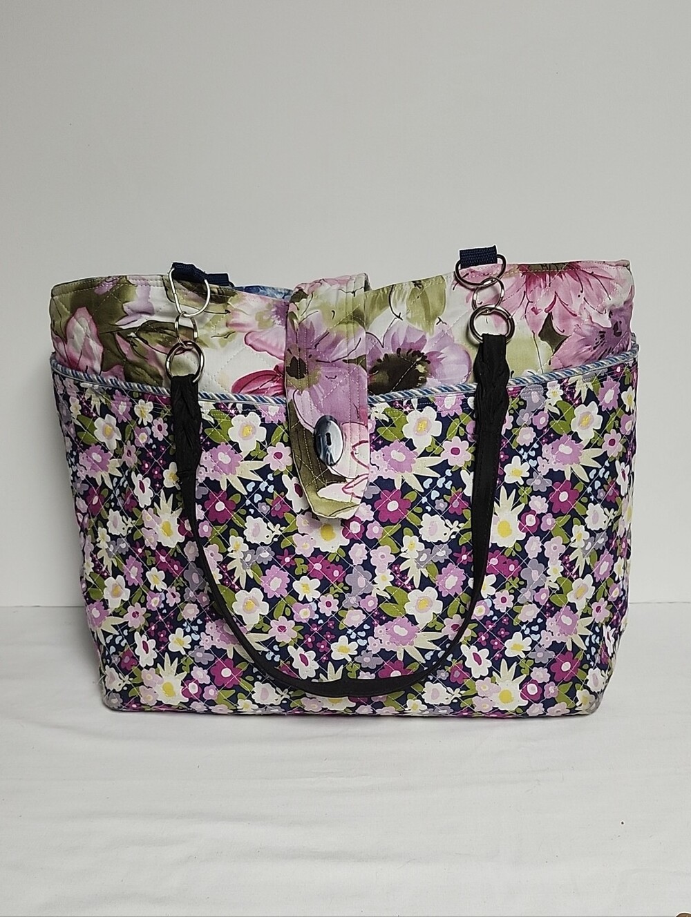 Handmade By Paula Kay Floral Quilted Tote Bag in Purple and Pink - Women Bags